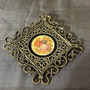 Vintage Brass Wall decor hanging with picture